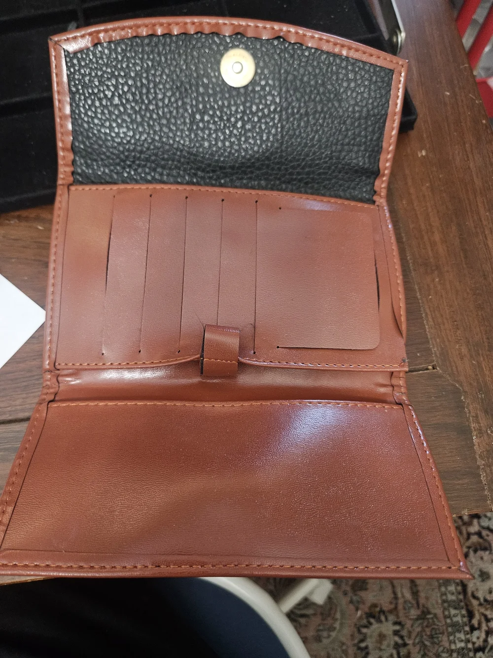 Dooney & Bourke Black and Tan Pebble-Textured Women's Checkbook Wallet Vintage